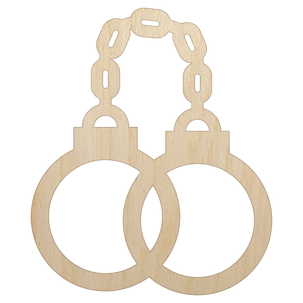 Handcuffs Police Law Enforcement Unfinished Wood Shape Piece Cutout for DIY Craft Projects